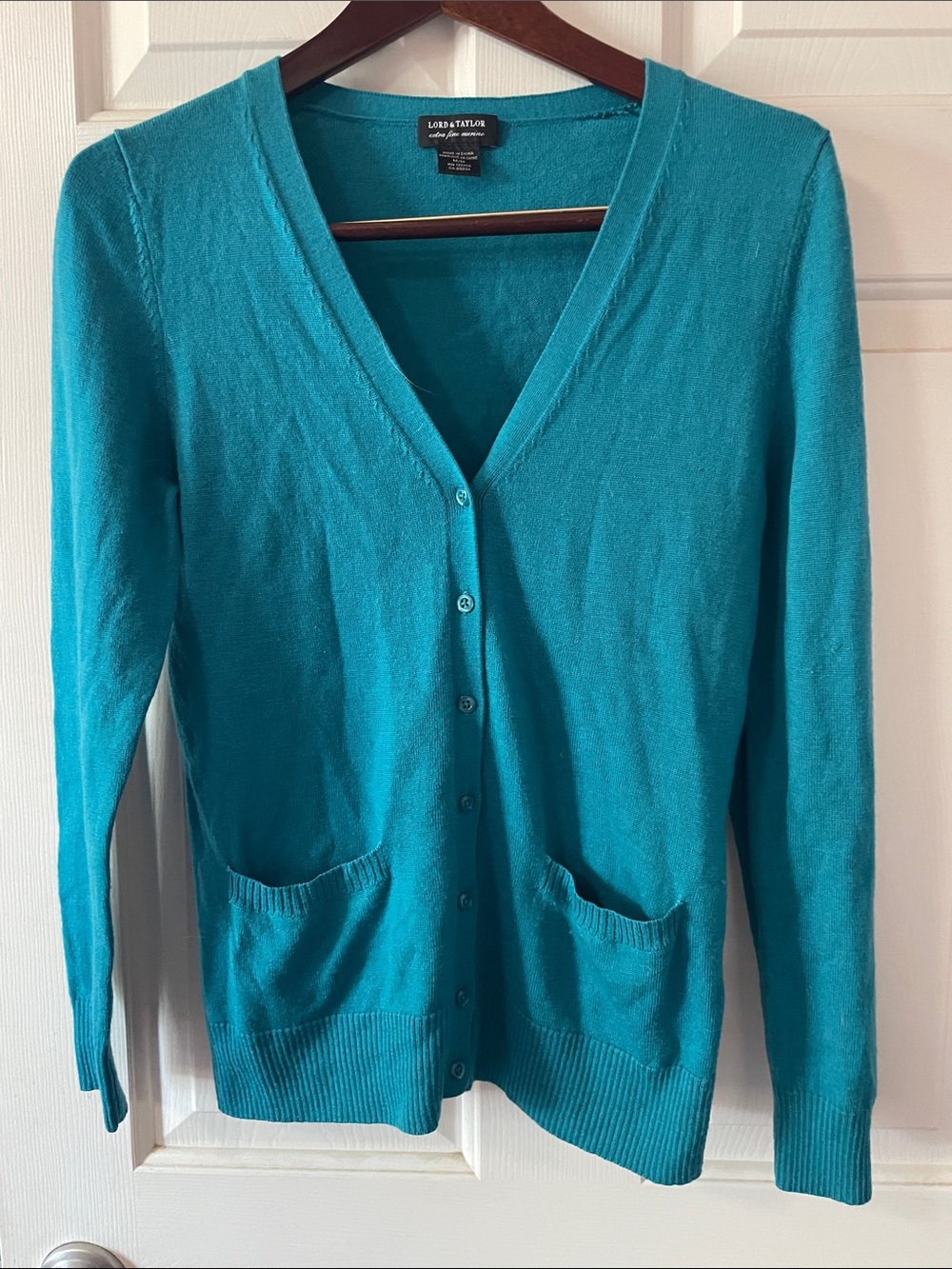 LORD & TAYLOR EXTRA FINE MERINO CARDIGAN